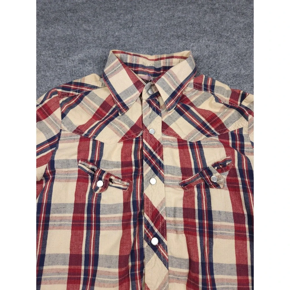 Vintage Faded Glory Pearl Snap Shirt Men's Large Plaid Western Cotton USA